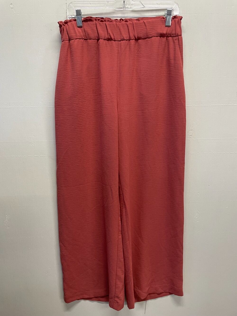 Hilary Radley Women's Wide Leg Elastic Waist Pants Size Medium Coral/Mauve